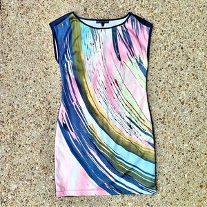 Vtg 90s Forenza The Limited Abstract Paint Sleeveless Lined Shift Dress Size 2